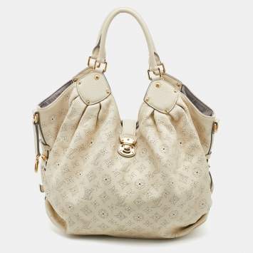 Pre Owned Louis Vuitton Biscuit Monogram Mahina Leather L Bag