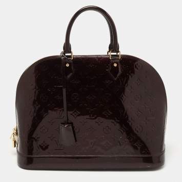 Pre Owned Louis Vuitton Amarante Monogram Vernis Alma GM Bag