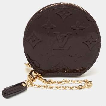 Pre Owned Louis Vuitton Amarante Monogram Vernis Porte Monnaie Round Coin Purse