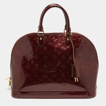 Pre Owned Louis Vuitton Rouge Fauviste Monogram Vernis Alma GM Bag