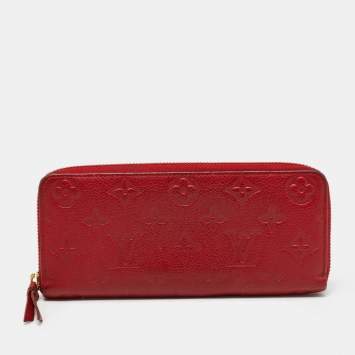 Pre Owned Louis Vuitton Scarlet Empreinte Monogram Clemence Wallet