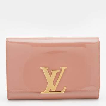 Pre Owned Louis Vuitton Rose Velours Patent Leather Louise Clutch