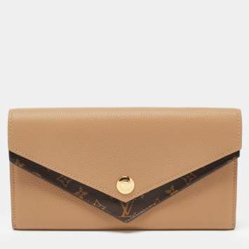 Pre Owned Louis Vuitton Beige Monogram Canvas and Leather Double V Wallet