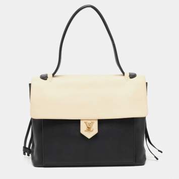 Pre Owned Louis Vuitton Black/Beige Leather Lockme MM Tote
