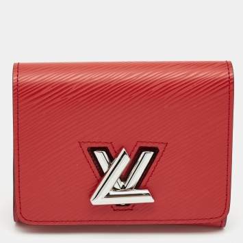 Pre Owned Louis Vuitton Coquelicot Epi Leather Twist Compact Wallet 