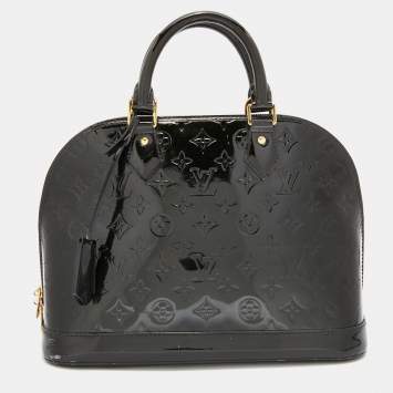 Pre Owned Louis Vuitton Black Monogram Vernis Alma PM Bag