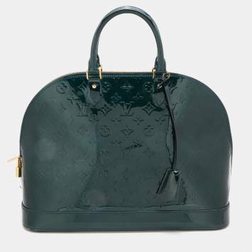 Pre Owned Louis Vuitton Vert Bronze Monogram Vernis Alma GM Bag