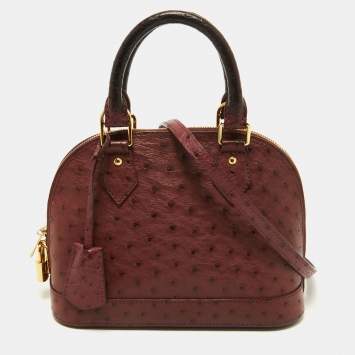 Pre Owned Louis Vuitton Burgundy Ostrich Alma BB Bag