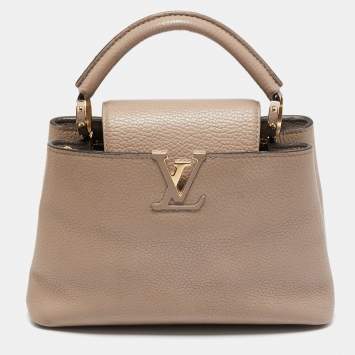 Pre Owned Louis Vuitton Beige Taurillon Leather Capucines BB Bag