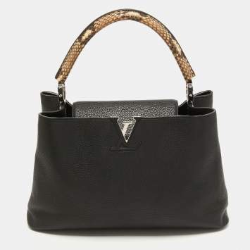 Pre Owned Louis Vuitton Black Taurillon Leather Capucines MM Bag