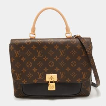 Pre Owned Louis Vuitton Black Monogram Canvas and Leather Marignan Bag