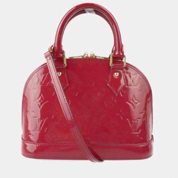 Pre Owned Louis Vuitton Red Monogram Vernis Leather Alma Top Handle Bag