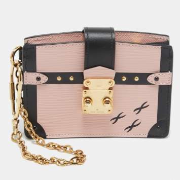 Pre Owned Louis Vuitton Rose Ballerine/Black Epi Leather Trunk Multicartes Wallet