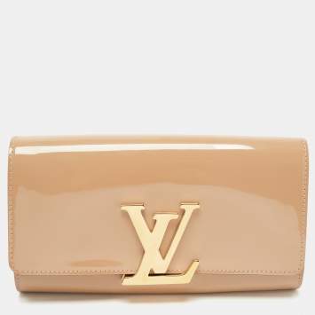 Pre Owned Louis Vuitton Beige Vernis Louise Clutch