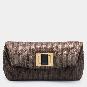 Pre Owned Louis Vuitton Bronze Monogram Jacquard Limited Edition Altair Clutch
