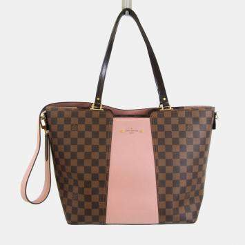 Pre Owned Louis Vuitton Brown Damier Ebene Canvas and Leather Jersey Magnolia Tote Bag