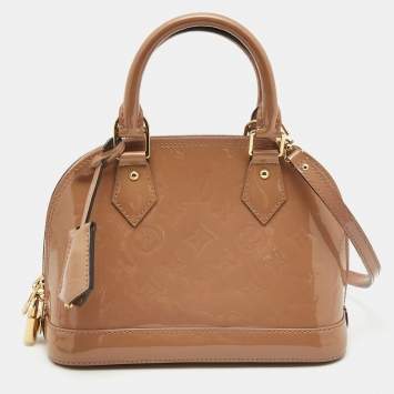 Pre Owned Louis Vuitton Beige Poudre Monogram Vernis Alma BB Bag