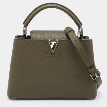Pre Owned Louis Vuitton Green Taurillon Leather Capucines BB Bag