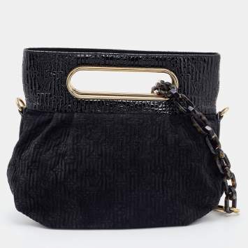 Pre Owned Louis Vuitton Black Monogram Suede and Patent Leather Limited Edition Motard Afterdark Bag
