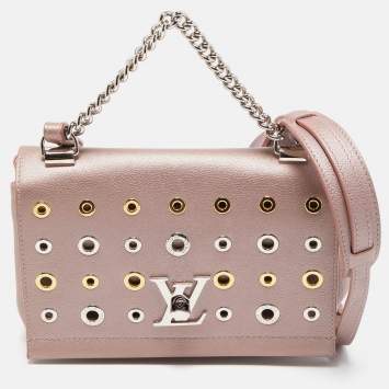 Pre Owned Louis Vuitton Metallic Pink Leather Eyelets Lockme II Bag