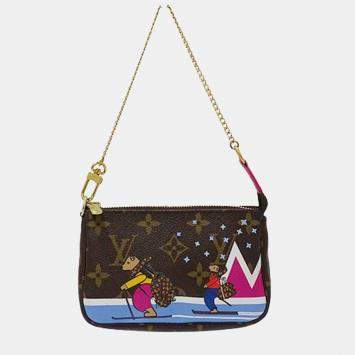 Pre Owned Louis Vuitton Brown Monogram Canvas Holiday Edition Mini Pochette Accessoires
