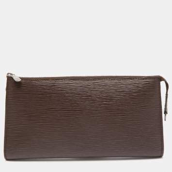Pre Owned Louis Vuitton Moka Epi Leather Pochette Accessories