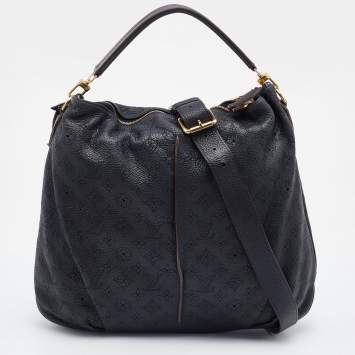 Pre Owned Louis Vuitton Black Monogram Mahina Leather Selene MM Bag