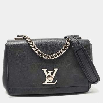 Pre Owned Louis Vuitton Black Leather Lockme II Bag