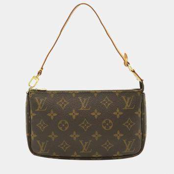 Pre Owned Louis Vuitton Brown Monogram Canvas Pochette Accessoires Shoulder Bag