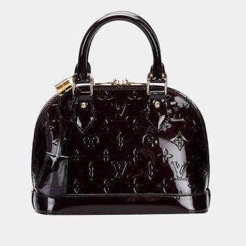 Pre Owned Louis Vuitton Purple monogram Vernis Leather Alma BB Top Handle Bag