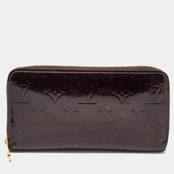 Pre Owned Louis Vuitton Amarante Monogram Vernis Zippy Wallet