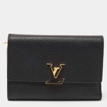 Pre Owned Louis Vuitton Black Taurillon Leather Maxi Capucines Wallet