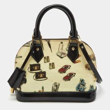 Pre Owned Louis Vuitton Black Monogram Vernis Stickers Alma BB Bag