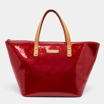 Pre Owned Louis Vuitton Orange Sunset Monogram Vernis Bellevue PM Bag