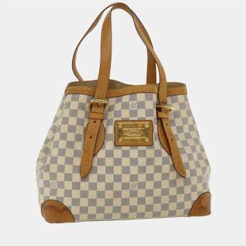 Pre Owned Louis Vuitton Damier Azur Hampstead MM Tote Bag N51206 LV Auth 32309