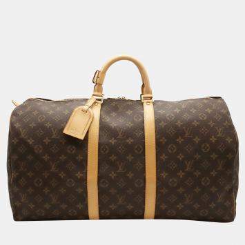 Pre Owned Louis Vuitton Brown Monogram Canvas Keepall 55 Duffel Bag