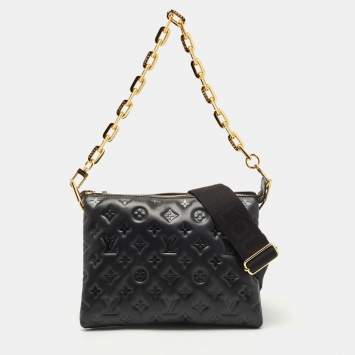 Pre Owned Louis Vuitton Black Monogram Embossed Coussin PM Bag