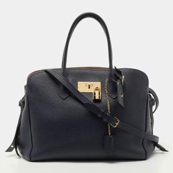 Pre Owned Louis Vuitton Blue Marine Leather Milla MM Bag