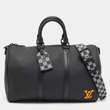 Pre Owned Louis Vuitton Black Damier Distorted Leather Keepall Bandouliere 40 Bag