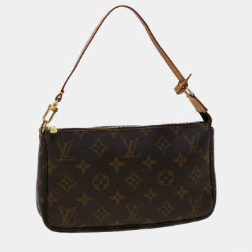 Pre Owned Louis Vuitton Brown Monogram Canvas Pochette Accessoires Clutch Bag