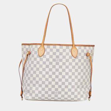 Pre Owned Louis Vuitton White Damier Azur Canvas Neverfull MM Tote Bag