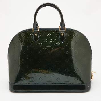 Pre Owned Louis Vuitton Bleu Nuit Monogram Vernis Alma GM Bag