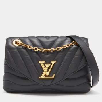 Pre Owned Louis Vuitton Black Leather New Wave Chain Bag
