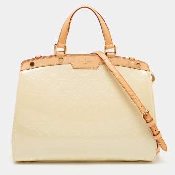 Pre Owned Louis Vuitton Blanc Corail Monogram Vernis Brea GM Bag