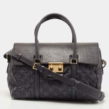 Pre Owned Louis Vuitton Gris Monogram Fabric and Leather Volupte Psyche Bag