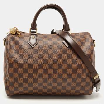 Pre Owned Louis Vuitton Damier Ebene Canvas Speedy Bandouliere 30 Bag