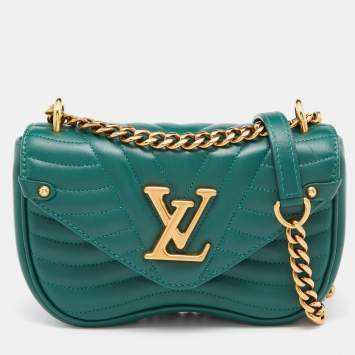 Pre Owned Louis Vuitton Green Leather New Wave Chain PM Bag