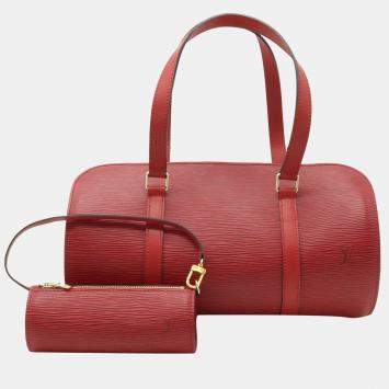 Pre Owned Louis Vuitton Red Epi Leather Soufflot Satchel