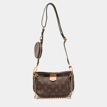 Pre Owned Louis Vuitton Khaki Monogram Canvas Multi Pochette Accessories Bag