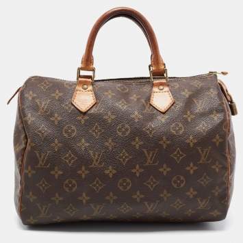 Pre Owned Louis Vuitton Brown Monogram Canvas Speedy 30 Top Handle Bag